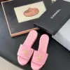 Chanel Women Pink Quilted Leather Slides product view 1