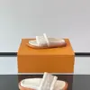 Louis Vuitton Men Beige Fabric Slides With Brown Sole product view 4