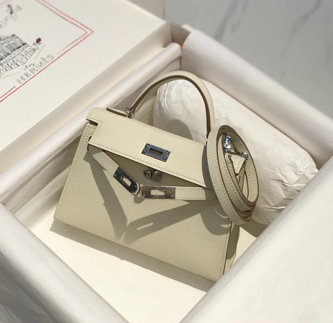 Hermès Mini 20 White Epsom Silver Hardware Bag product view 2