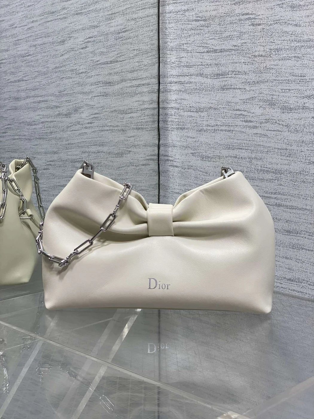 Dior Bow Bag Small in white product view 2