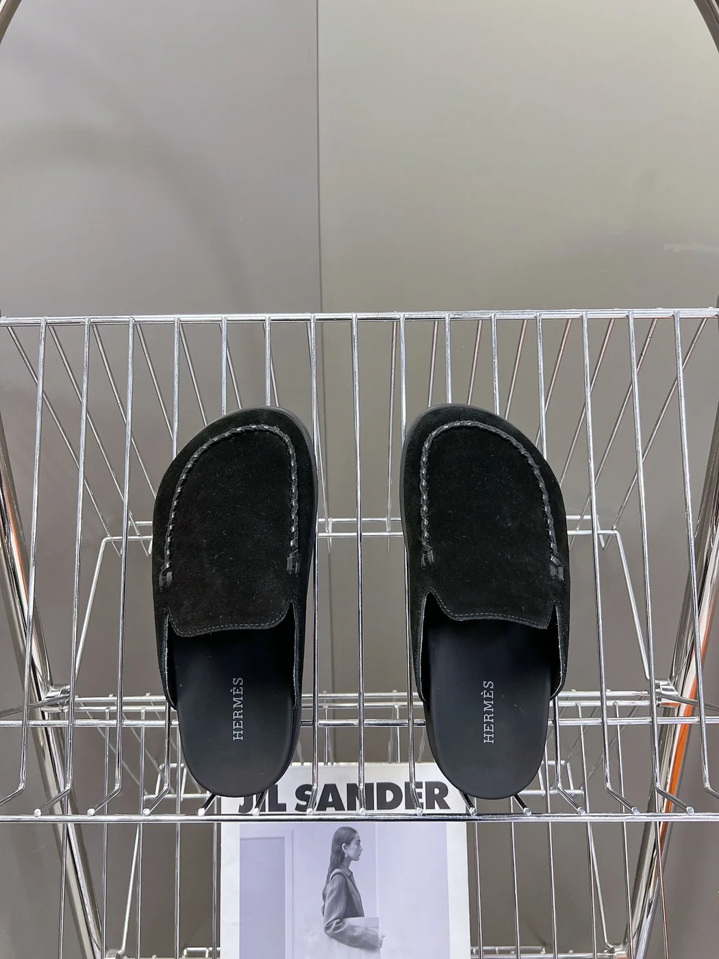 Hermès Women Black Suede Slippers product view 6