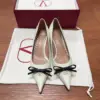 Valentino Women Ivory Leather Bow Accent Pumps product view 1