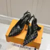 Louis Vuitton Women Black Patterned Leather Heels product view 3