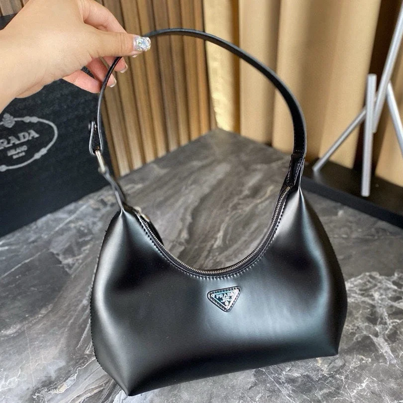 Prada Cleo Shoulder Bag 30 In Black Glossy Calfskin product view 1