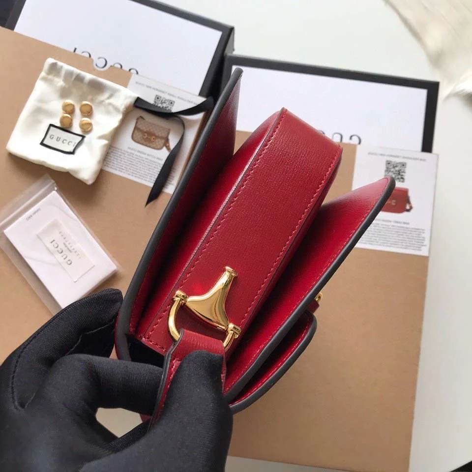 Gucci 1955 Horsebit Women’s Handbag Smooth Red Leather 25 cm product view 2