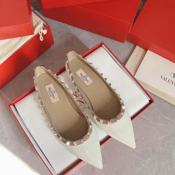 Valentino Women White Patent Leather Studded Flats product view 2