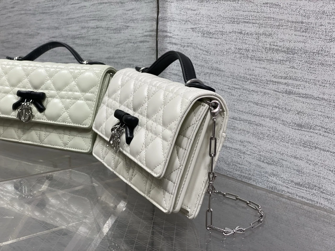 Dior My Dior Mini Bag in white and black lambskin product view 5