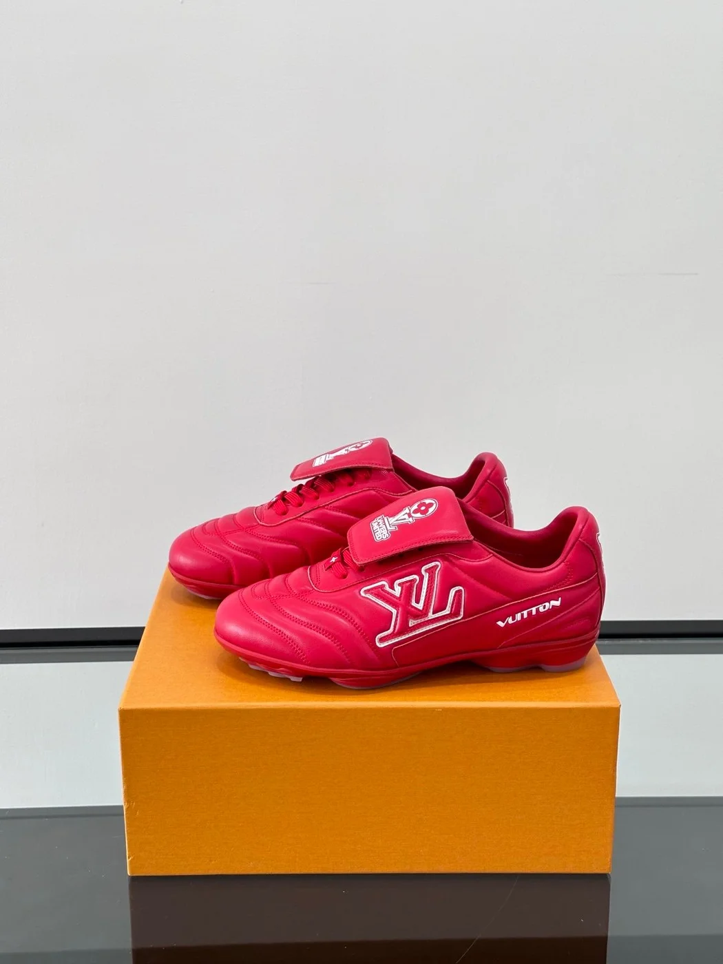Louis Vuitton Men Red Leather Sneakers product view 3
