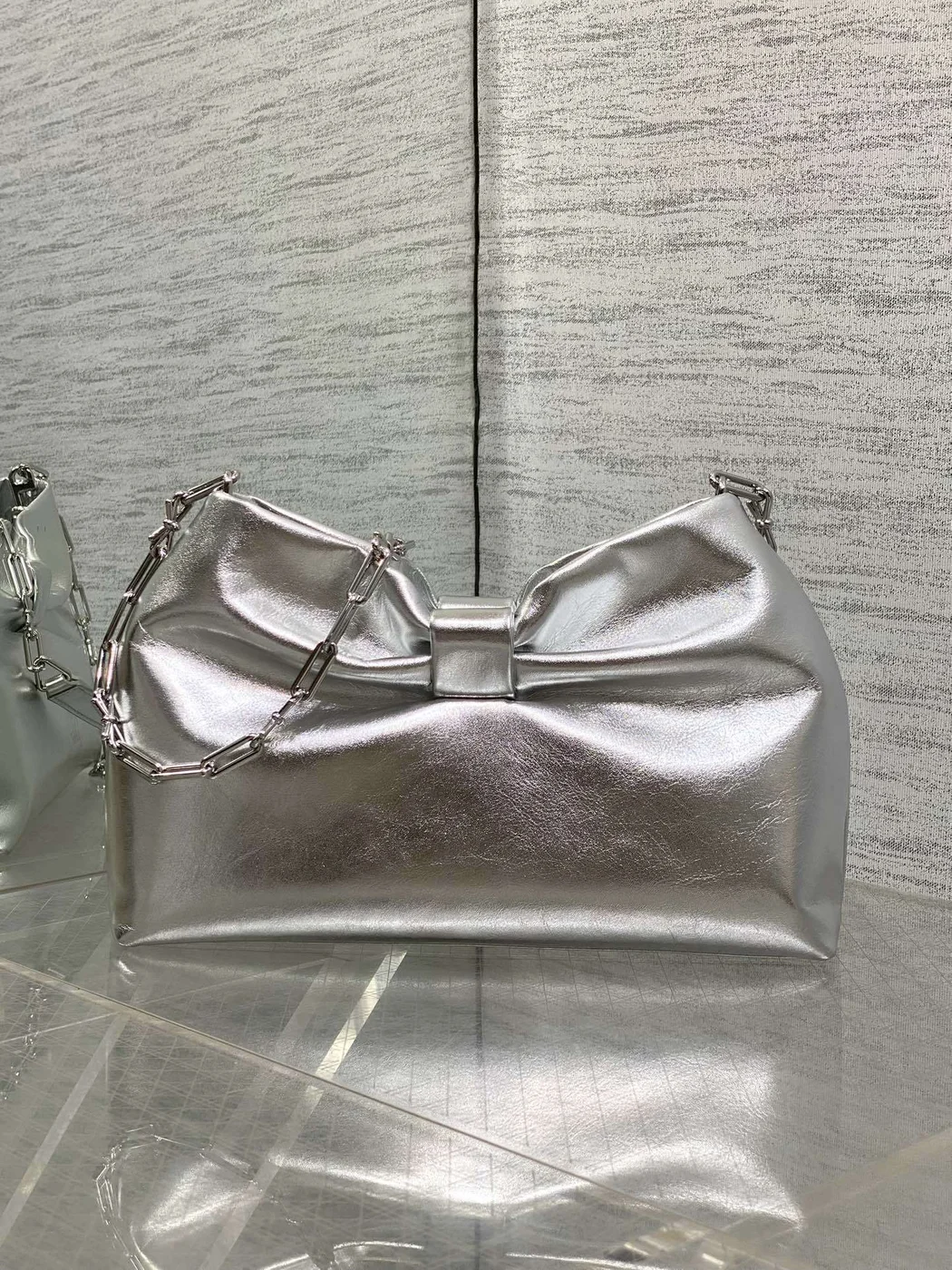 Dior Bow Bag Silver Lambskin product view 3