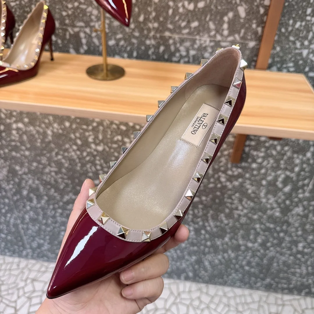 Valentino Women Burgundy Patent Leather Studded Pumps product view 6
