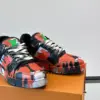 Louis Vuitton Men Black Red Painted Leather Sneakers product view 6