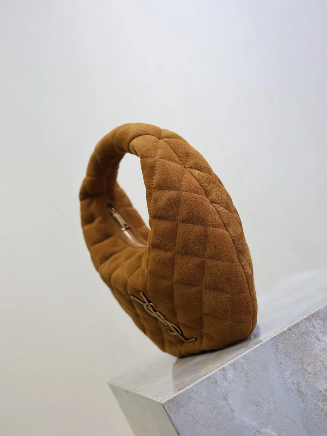 Saint Laurent Icarino Mini 17 In Caramel Quilted Suede Gold Hardware Bag product view 3