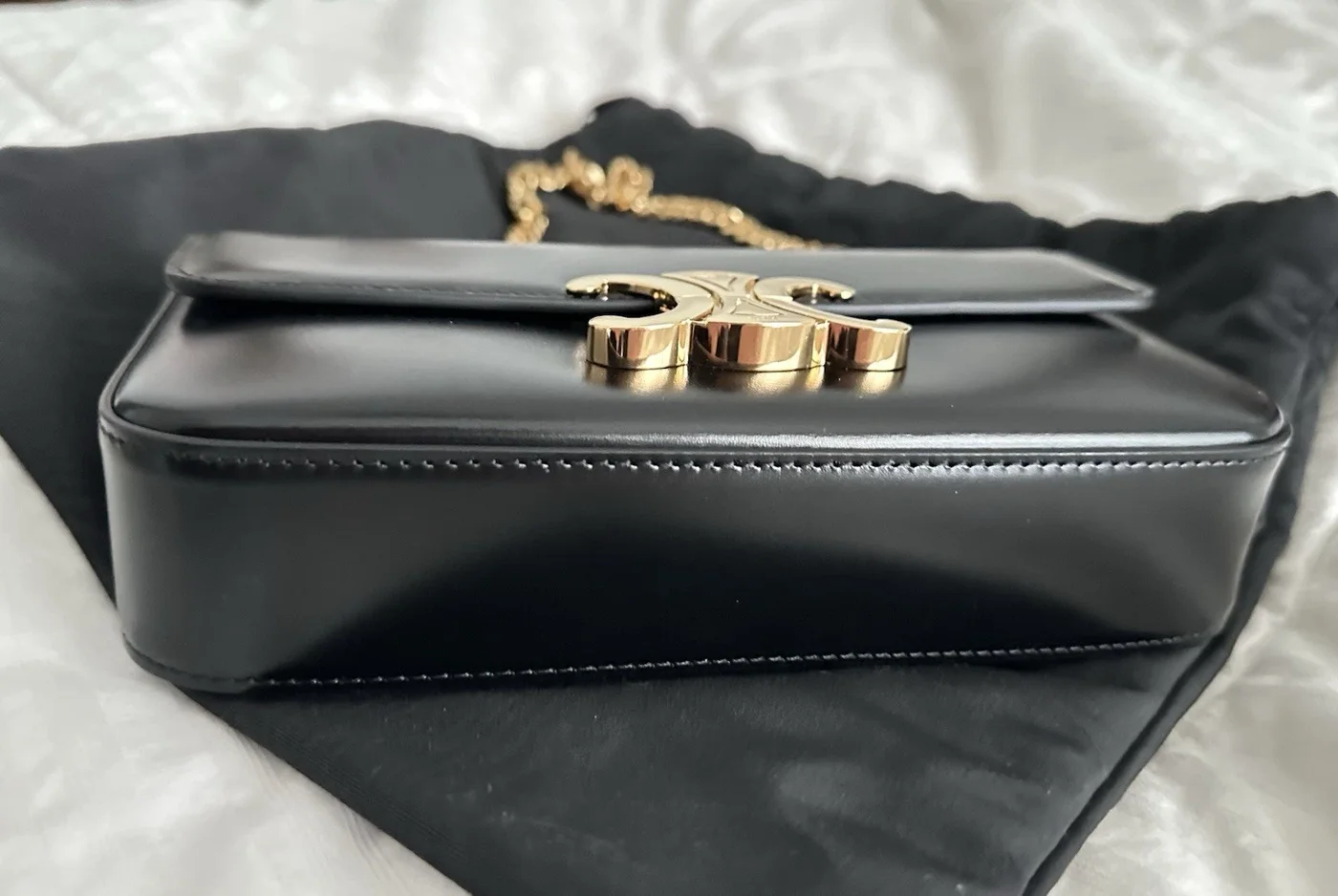 Celine Chain Shoulder Bag Claude in Shiny Calfskin product view 3