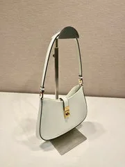 Prada Cleo Shoulder Bag 22 In White Brushed Lambskin With Clasp Closure product view 2