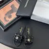 Chanel Women Black Tweed Leather Slides product view 1