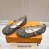 Louis Vuitton Women Gray Fabric Studded Strap Flats product view 1