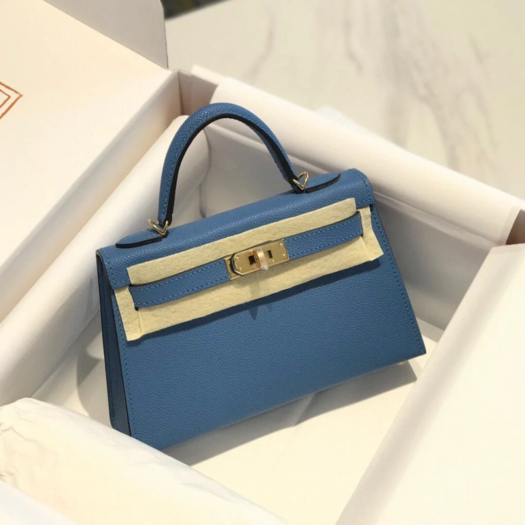 Hermès Mini 20 Blue Epsom Gold Hardware Bag