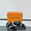 Louis Vuitton Men Black Canvas Double Strap Slides product view 5