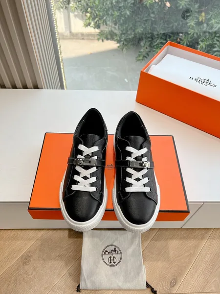 Hermès Women Black Leather Sneakers With Buckle Strap product view 1
