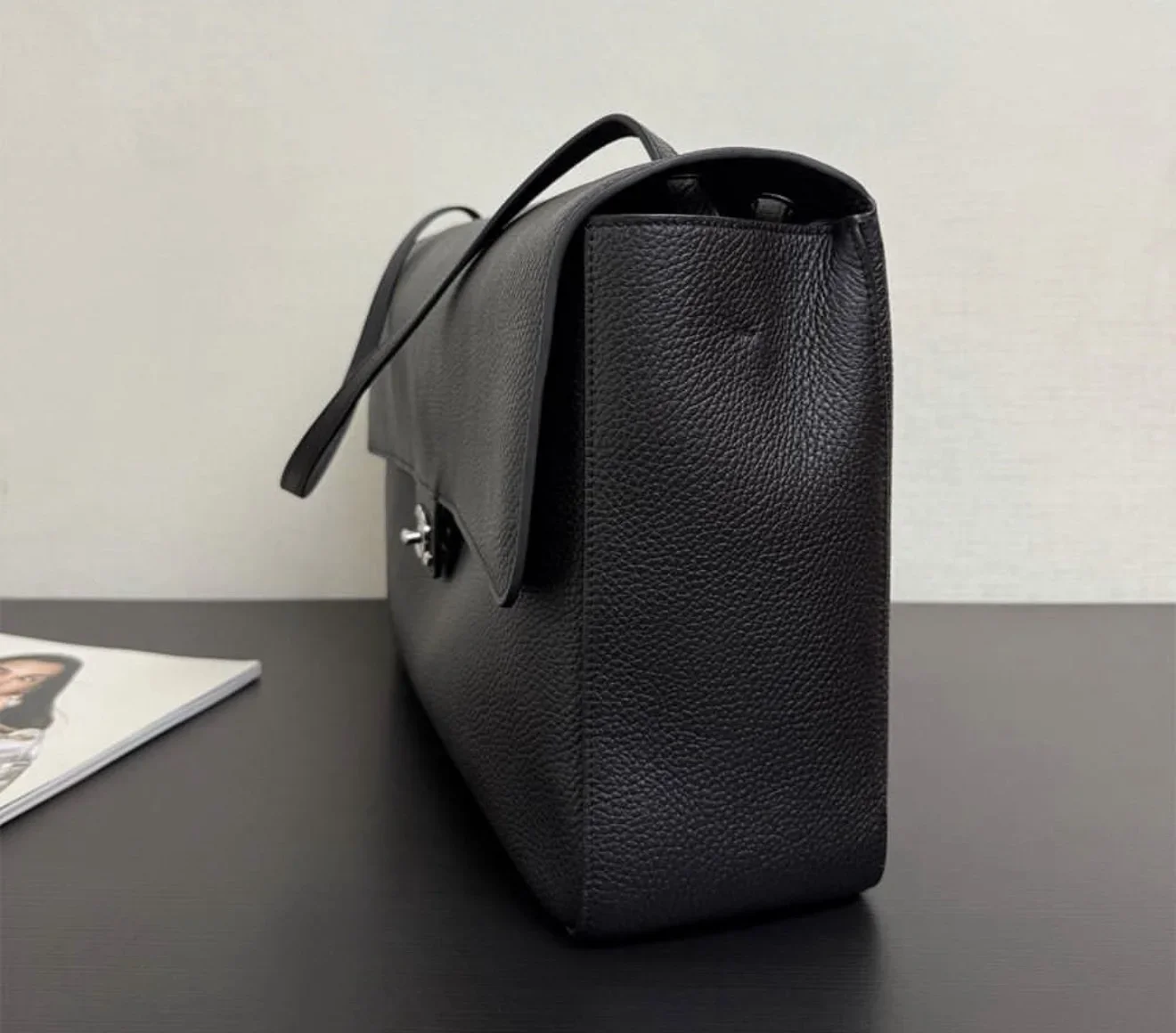 Chanel Maxi Flap 38 Black Silver Hardware Bag product view 10
