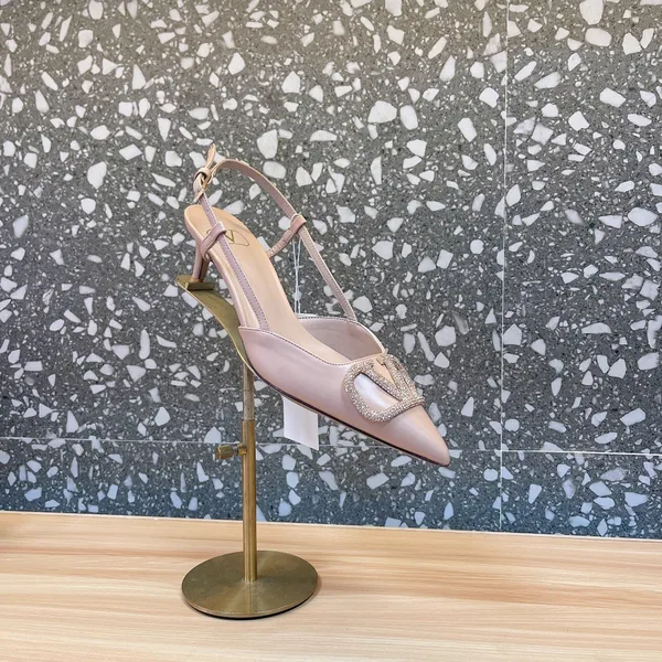 Valentino Women Beige Leather Slingback Pumps product view 6