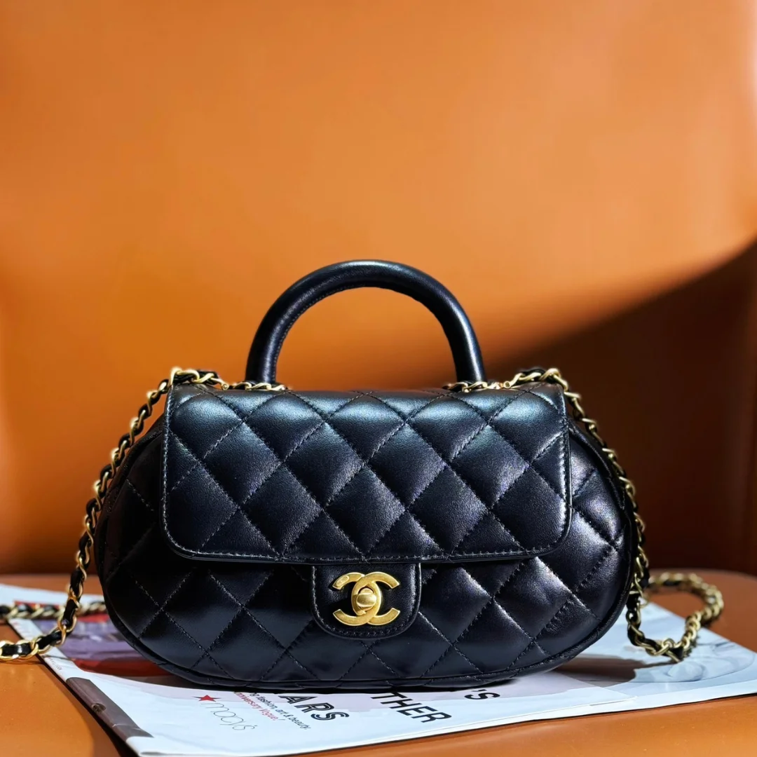 Chanel 24C Top Handle Flap Bag in Black Lambskin product view 1