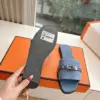 Hermès Women Blue Suede Flat Slide Sandals product view 2