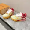 Louis Vuitton Women Yellow Leather Orange Accent Sneakers product view 3
