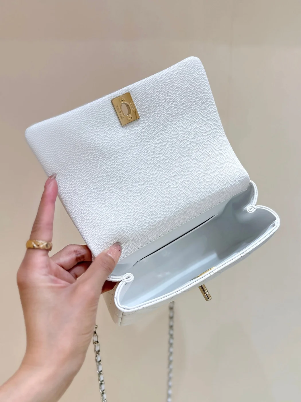 Chanel Nano Coco White Handle bag Gold Hardware product view 4