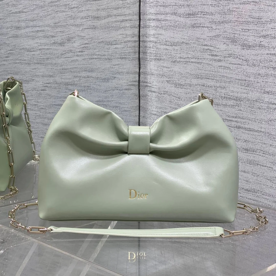 Dior Bow Bag Green Lambskin product view 1