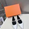 Hermès Women White Leather Pointed Mary Jane Flats product view 1