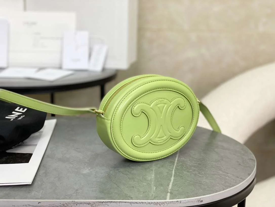 Celine Mini Handbag Green Smooth Leather 16×12.5x4cm product view 6