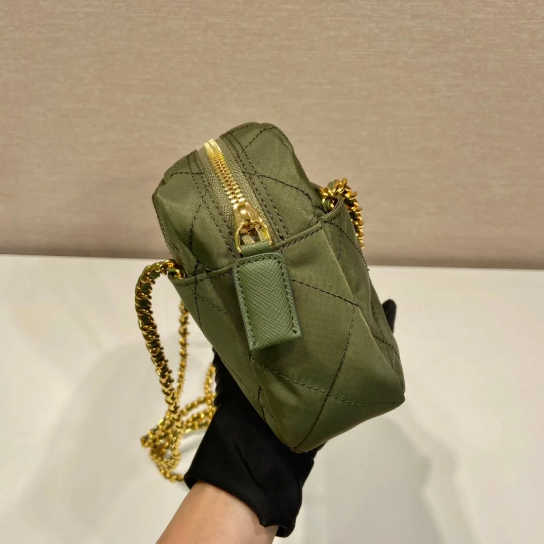 Prada Quilted Hobo Bag 19 In Pickle Green Handmade Nylon Gold Hardware product view 6