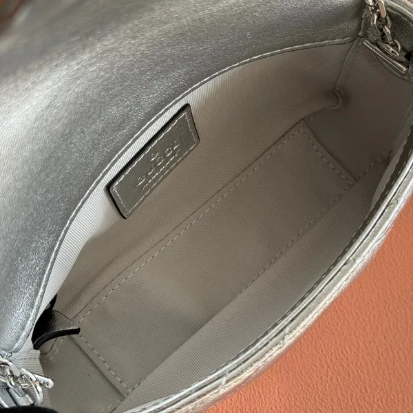 Gucci GG Marmont Bag 16 In Silver Lambskin product view 7