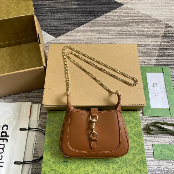 Gucci Jackie Notte Mini Bag 19 In Tawny Brown Calfskin Gold Hardware product view 1