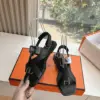 Hermès Women Black Leather Strappy Sandals product view 6