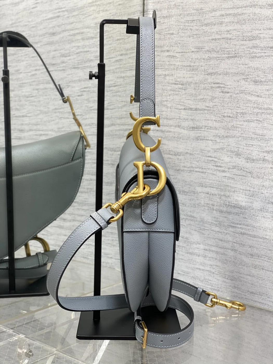 Dior Saddle Bag in Deep Grey-Blue Gold Hardware product view 4