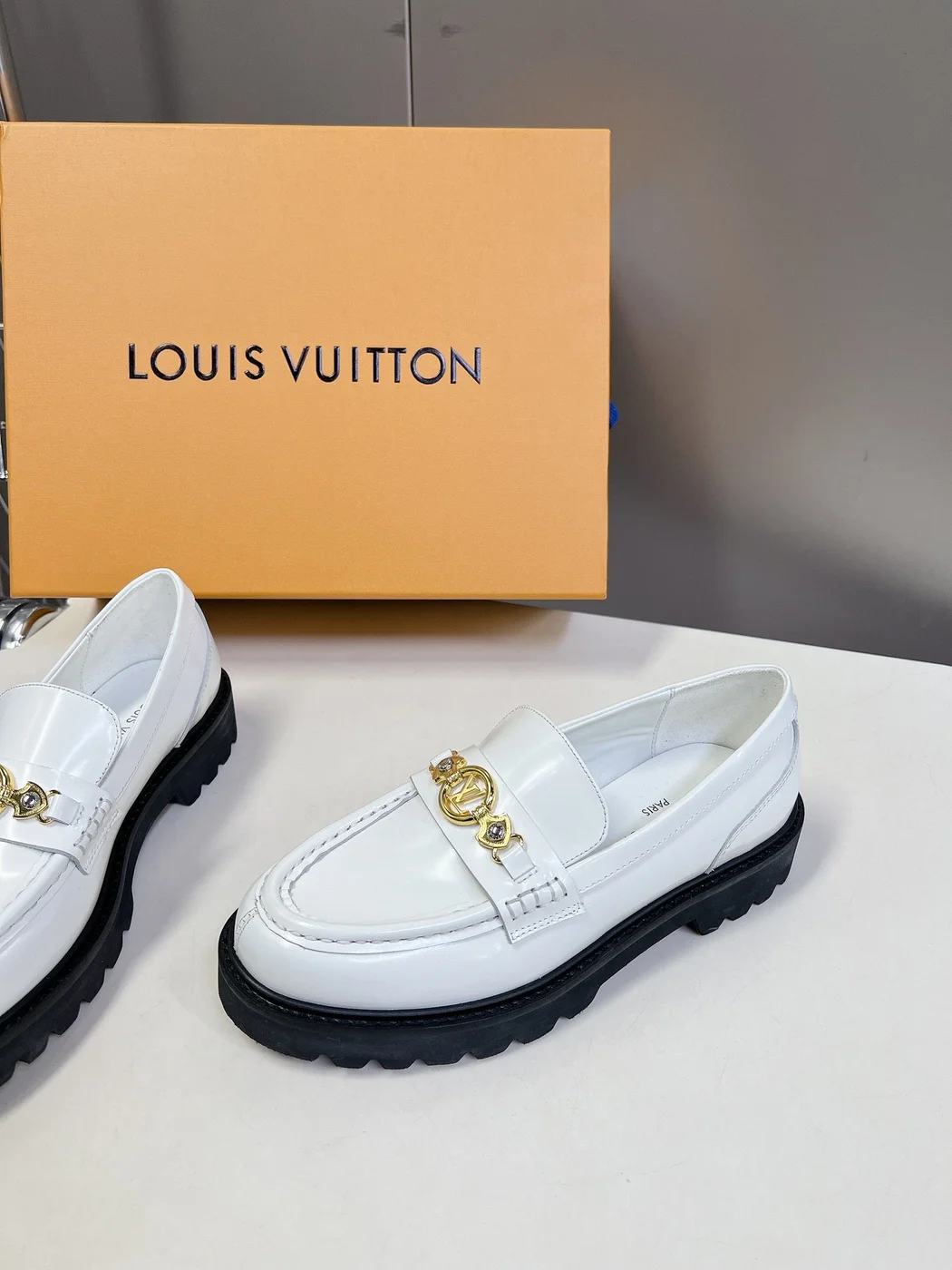 Louis Vuitton Women White Leather Loafers product view 4