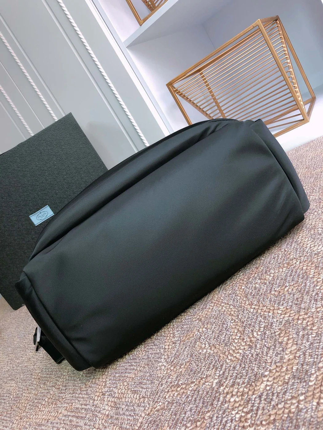 Prada Tote Bag 38 In Black Re-Nylon And Saffiano Leather Trim product view 3