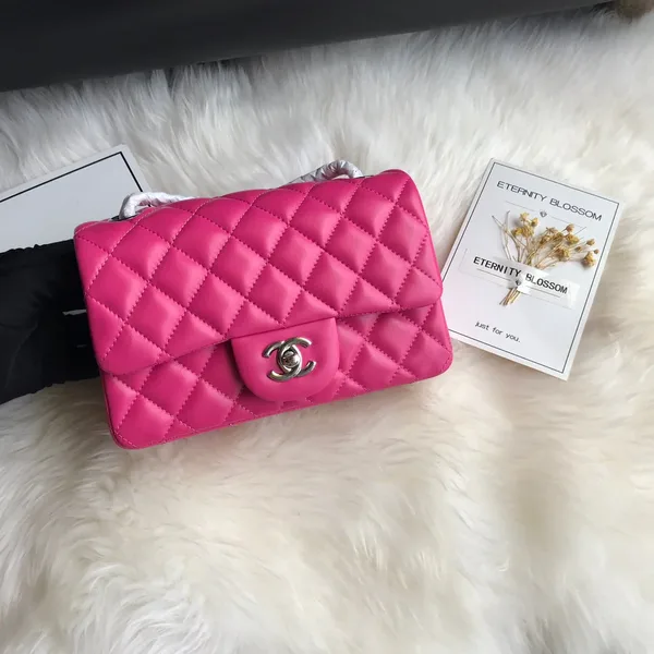 Chanel 20 Classic Small Double Flap Bag In Deep Pink Calfskin product view 8