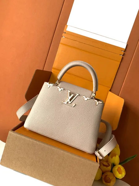 Louis Vuitton Capucines handbag in a beige product view 9