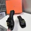 Hermès Women Black Leather Slippers product view 5