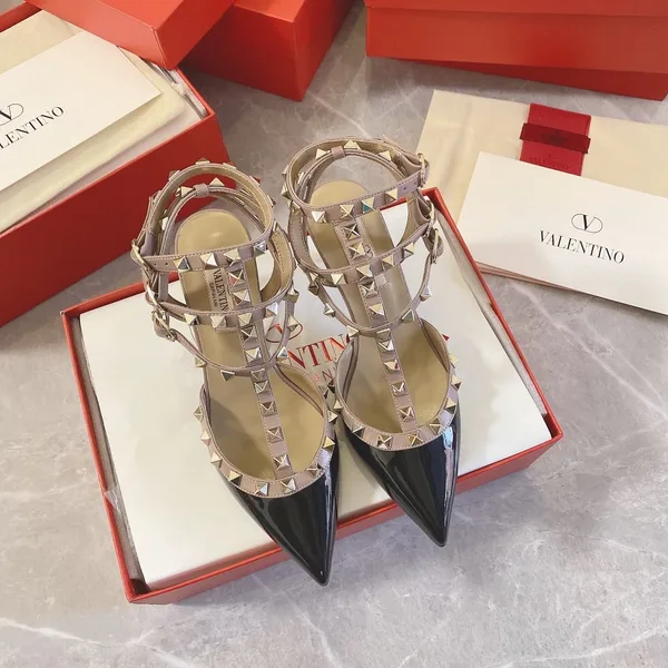 Valentino Women Black Patent Leather Studded Heels product view 1