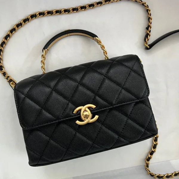 Chanel Handle Woman’s Handbags Demi Lock Gold With Leather 19 cm product photo