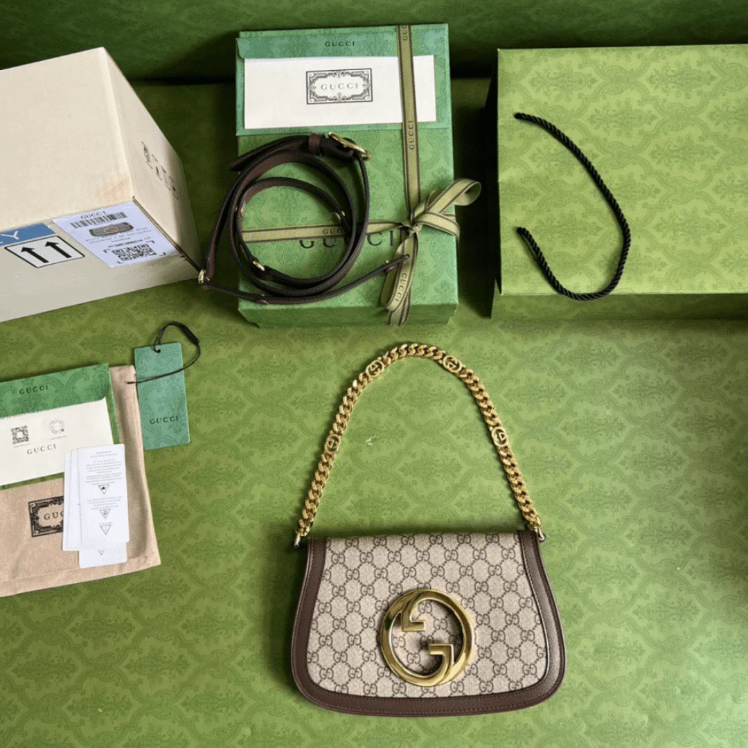 Gucci Blondie Branded Women’s Handbag with Ophidia Pattern 28x16x4cm product view 1