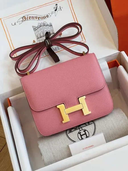 Hermès Constance Bag Epsom Gold Handbags Pink 19 cm product view 1