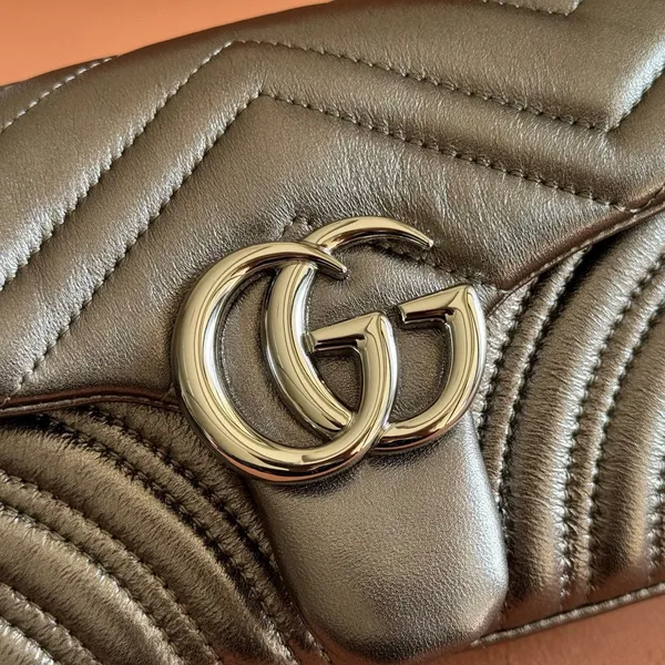 Gucci GG Marmont Bag 22 In Warm Gray Brown Lambskin product view 4
