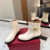 Valentino Women Ivory Leather Ankle Boots product view 6