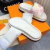 Louis Vuitton Women Pastel Checkered Fabric White Slide Sandals product view 2