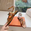Hermès Women Tan Leather Strappy Sandals product view 6